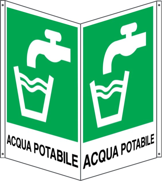 Cartello Bifacciale Con Simbolo Acqua Potabile Seg Bi