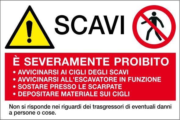 Cartello Multisimbolo Scavi Severamente Proibito Seg