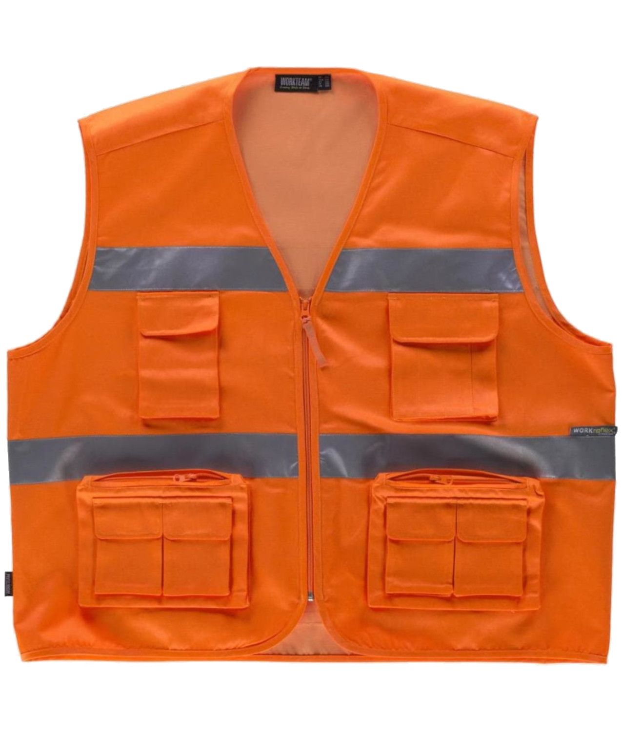 Gilet alta visibilità giallo arancio con bande riflettenti - Canevari  Sicurezza