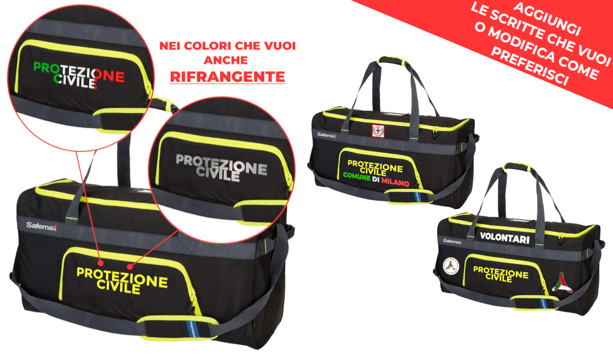 dettagli personalizzazione borsa vuota Protezione Civile