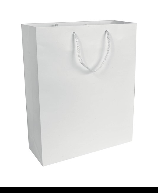 Shopper con soffietto in carta laminata opaca 157 g/m2 con rinforzo alla base Handle